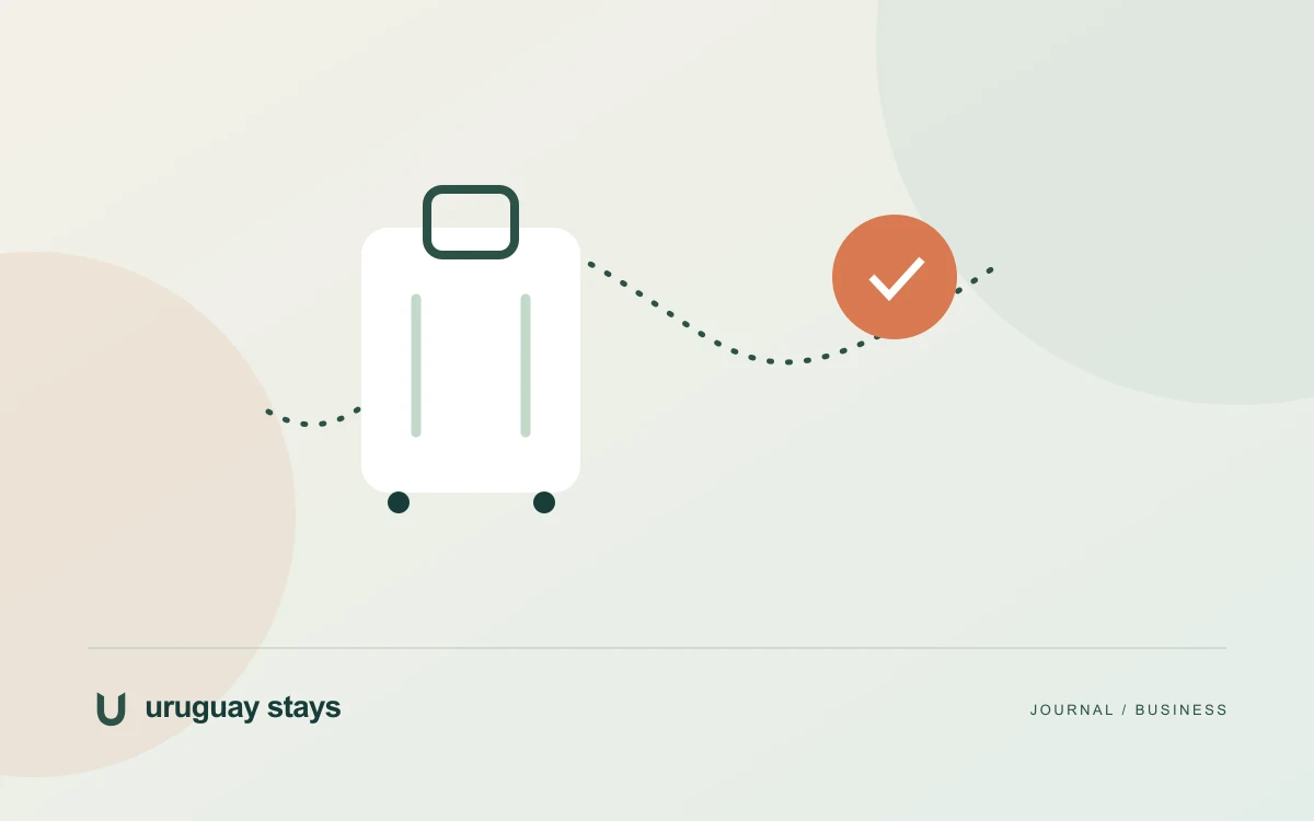 Editorial illustration of work relocation and a travel route · Uruguay Stays